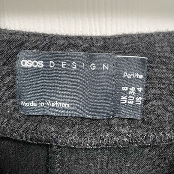 ASOS Design Black Linen Blend Lining High Rise Pants Women’s Petite Size 4 - Picture 4 of 6